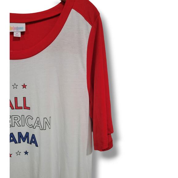 LuLaRoe Women’s Medium Red White Blue Patriotic Graphic Tee “All American Mama” - Picture 4 of 9